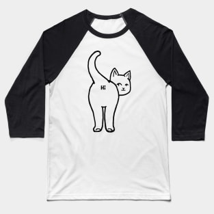 Hello Cat Butt Minimalist Line by Tobe Fonseca Baseball T-Shirt